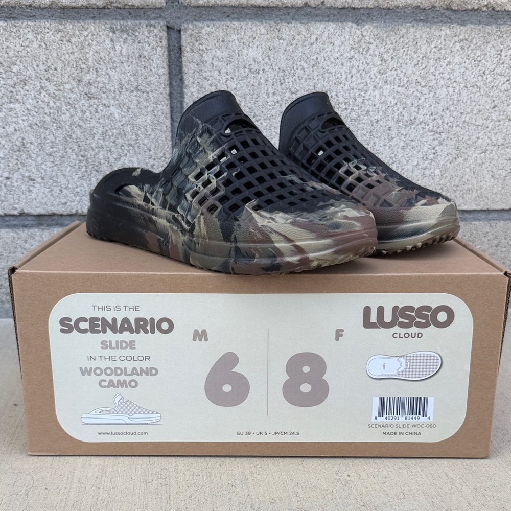 Lusso Cloud Scenario Slide - Woodland Camo Slip-On Clogs